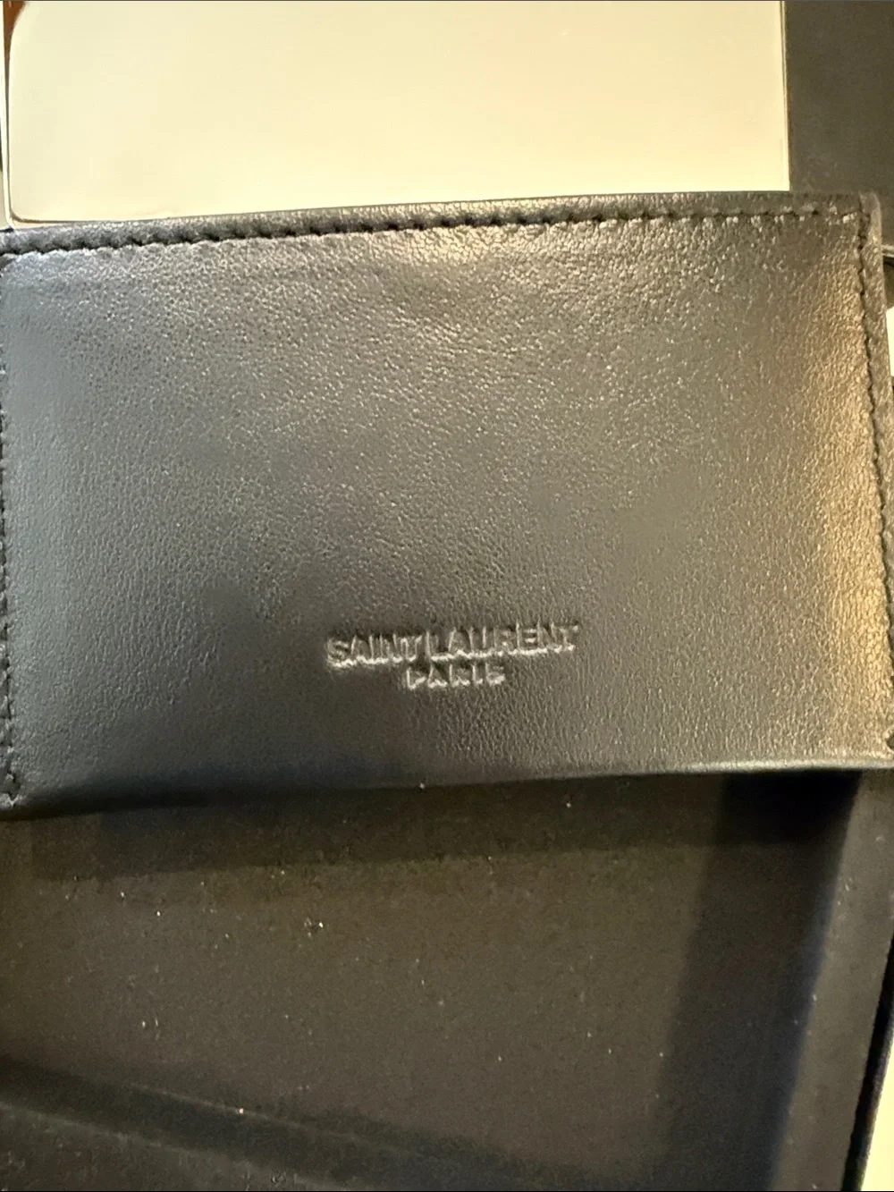 Saint Laurent Black Leather Key & Card Holder with Saint Laurent Box
